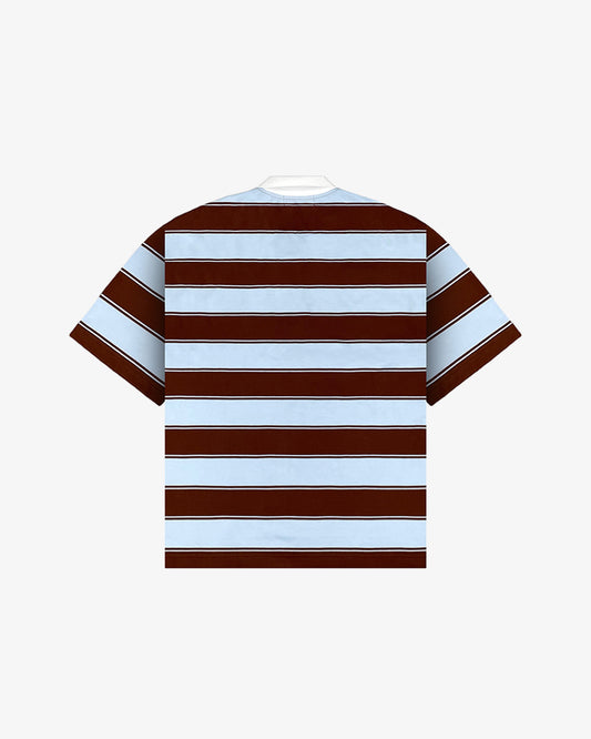 AGILA STRIPED RUGBY POLO (BROWN/BLUE)