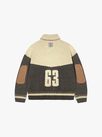 COLORBLOCK KNITTED CARDIGAN (CREAM/BROWN)