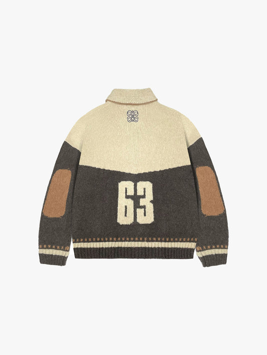 COLORBLOCK KNITTED CARDIGAN (CREAM/BROWN)