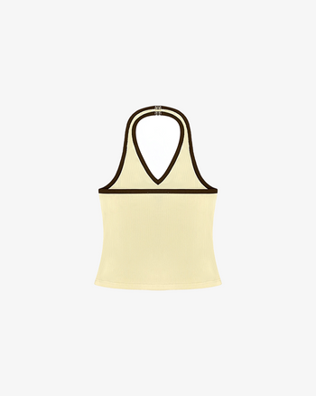 HALTER KNIT TANK TOP (CREAM/BROWN)