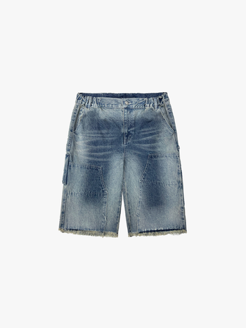 CHECKERED DISTRESSED JORTS (BLACK)