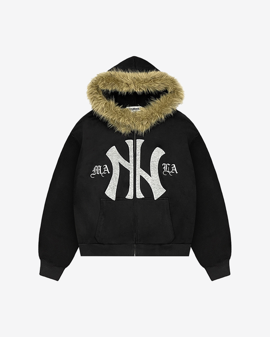 MANILA FLEECE FUR ZIP-UP (BLACK)