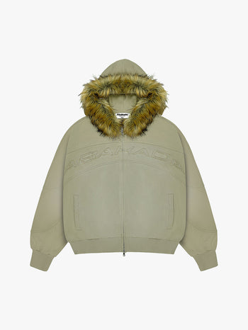 RHINESTONE FUR ZIP-UP (TAN)
