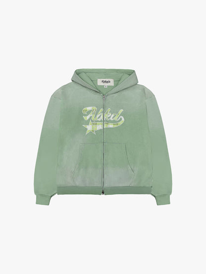 PLAID WASHED ZIP-UP (PANDAN)