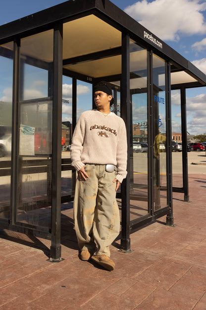 3 STAR FADED KNITTED SWEATER (WASHED TAN)