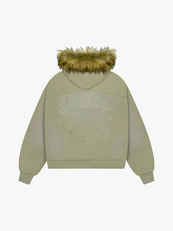 RHINESTONE FUR ZIP-UP (TAN)