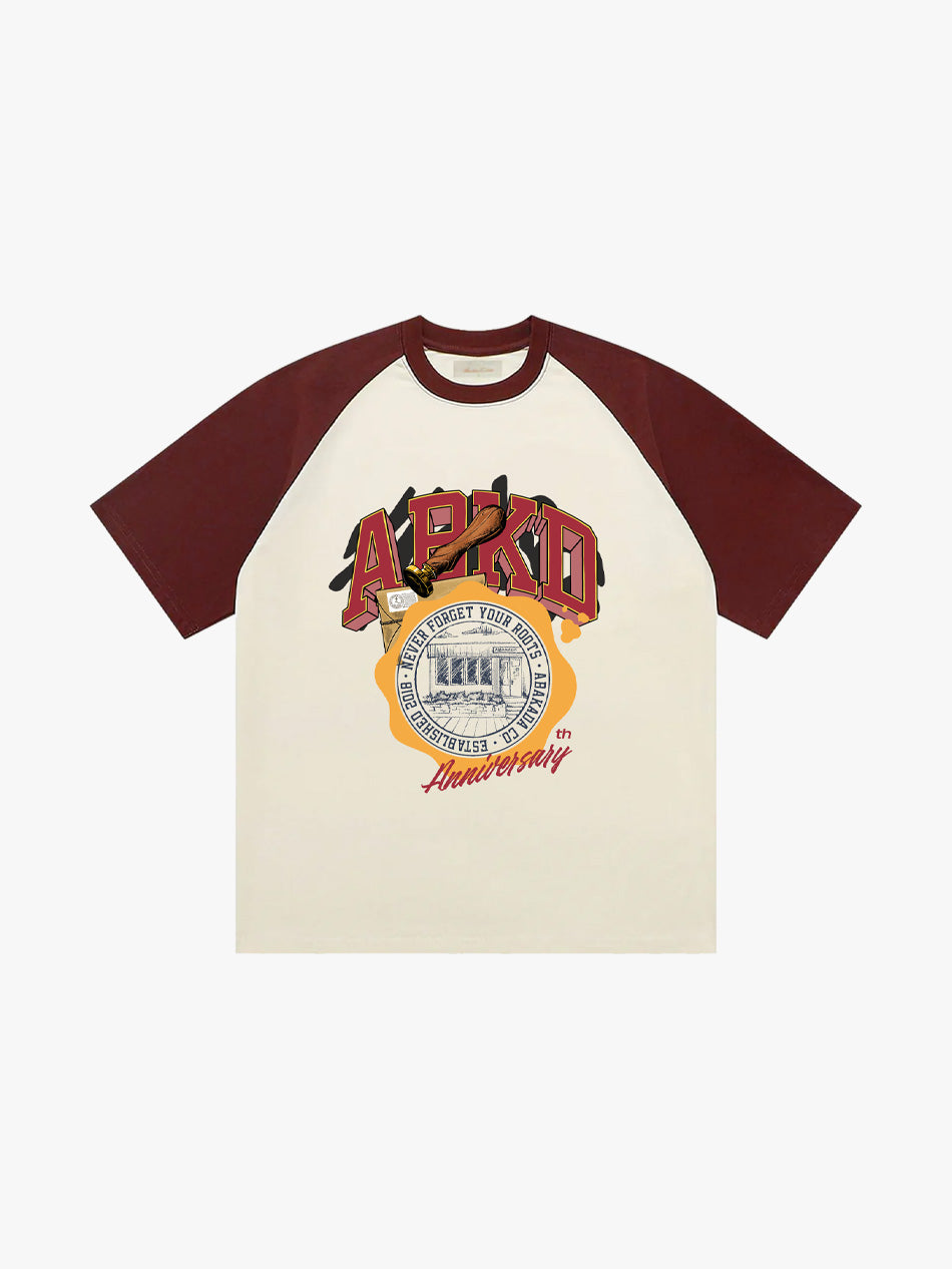 RAGLAN STAMP TEE (MAROON/CREAM)