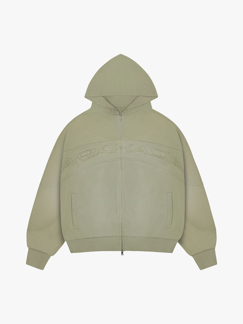 RHINESTONE FUR ZIP-UP (TAN)