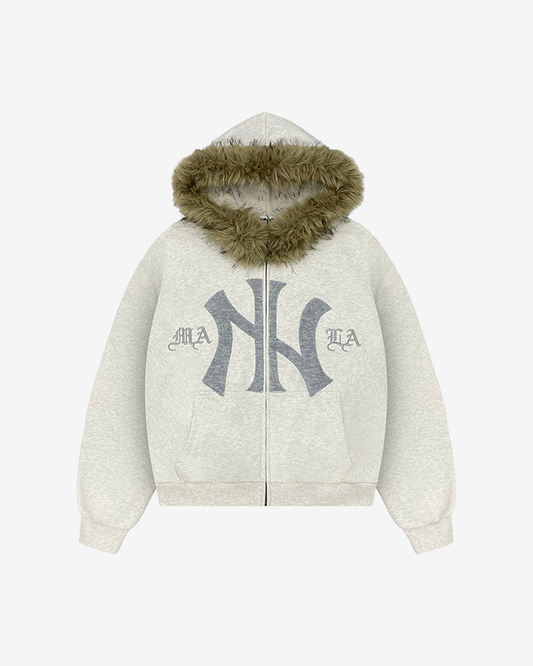 MANILA FLEECE FUR ZIP-UP (GREY)