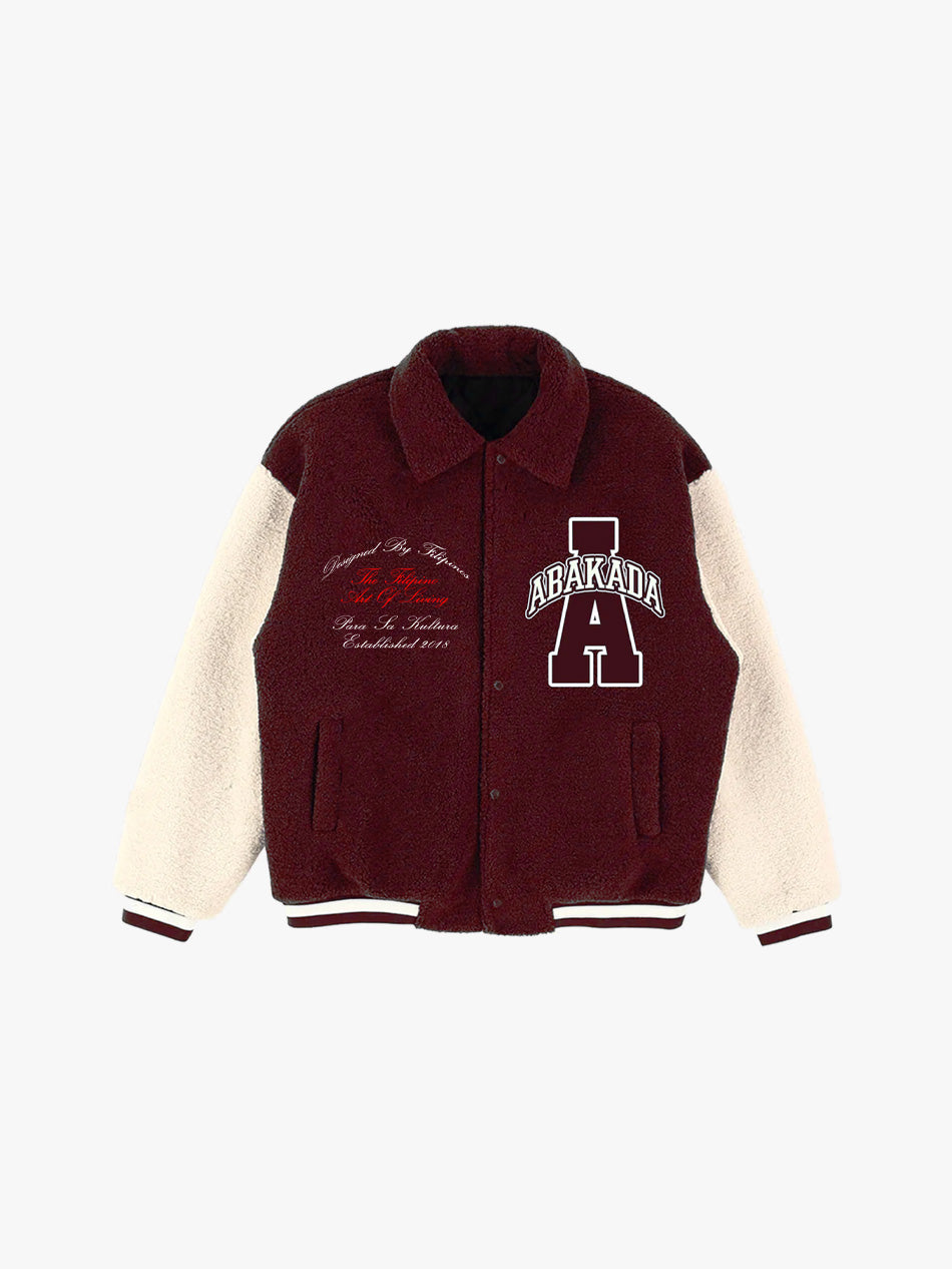 AGILA SHERPA VARSITY JACKET (MAROON)