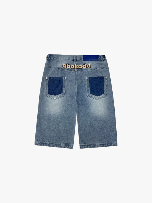 CHECKERED DISTRESSED JORTS (BLACK)