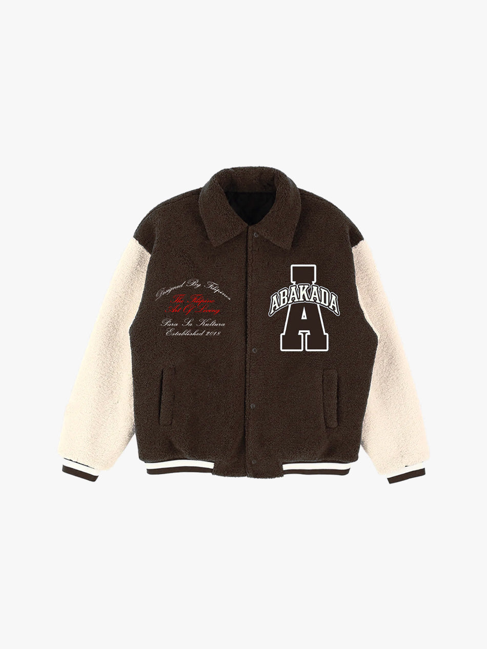 AGILA SHERPA VARSITY JACKET (BROWN)