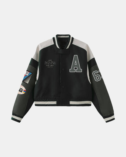 RACING LEATHER JACKET (BLACK/GREY)