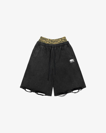 CAMO DOUBLEWAIST TRIM SHORTS (BLACK)