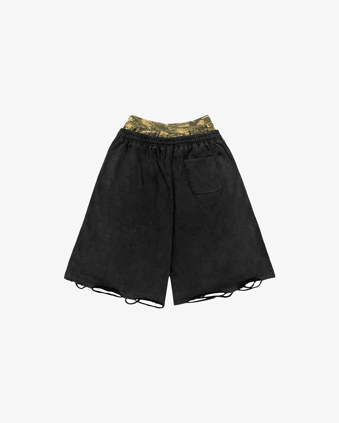 CAMO DOUBLEWAIST TRIM SHORTS (BLACK)