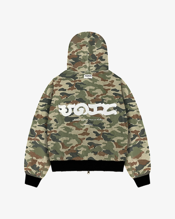 REVERSIBLE GRAFFITI CAMO ZIP-UP HOODIE (WASHED BLACK)