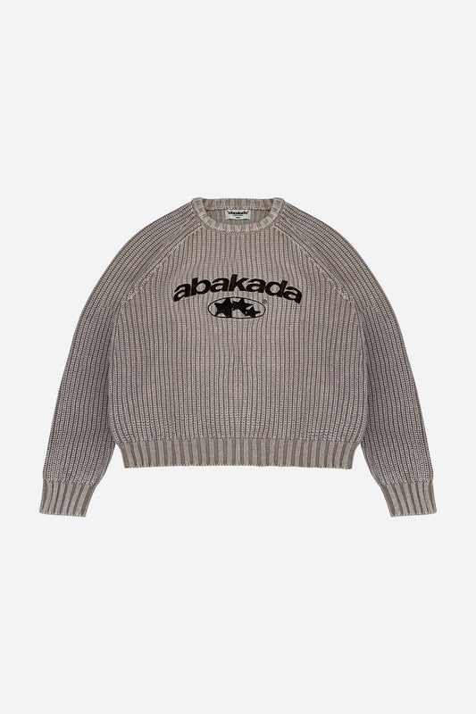 3 STAR FADED KNITTED SWEATER (WASHED TAN)