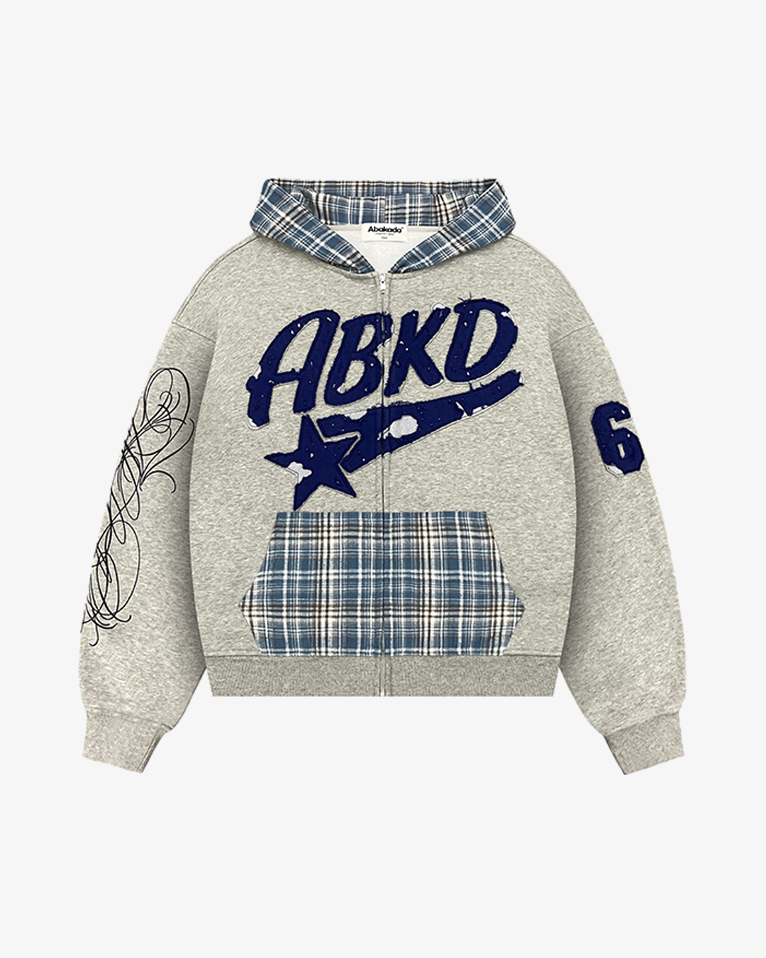 PLAID LOGO ZIP-UP (HEATHER GREY)