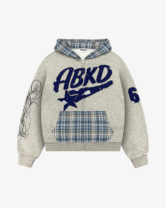 PLAID LOGO ZIP-UP (HEATHER GREY)