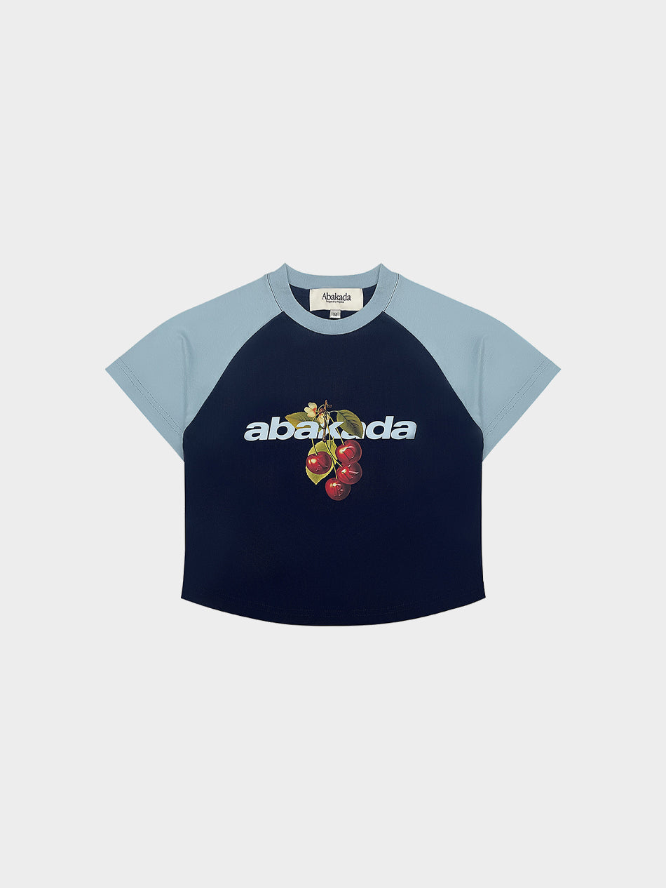 CHERRY BABY TEE (LIGHT BLUE/ NAVY)