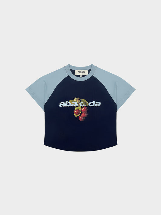 CHERRY BABY TEE (LIGHT BLUE/ NAVY)