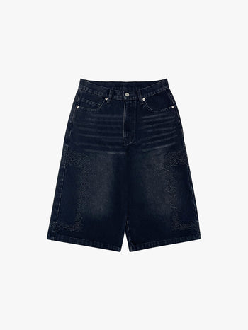 BAGGY DENIM JORTS (BLACK)