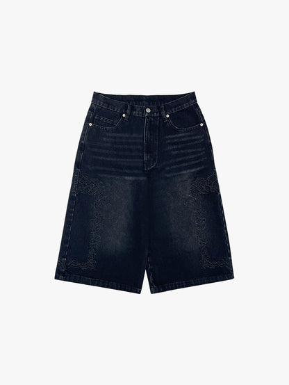 BAGGY DENIM JORTS (BLACK)