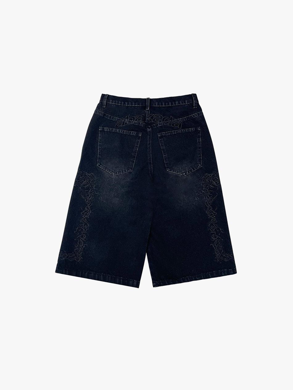 BAGGY DENIM JORTS (BLACK)