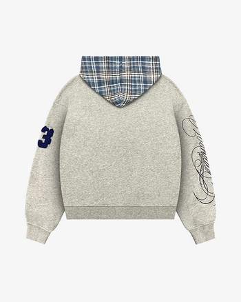 PLAID LOGO ZIP-UP (HEATHER GREY) - Abakada