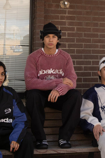 3 STAR FADED KNITTED SWEATER (WASHED RED)