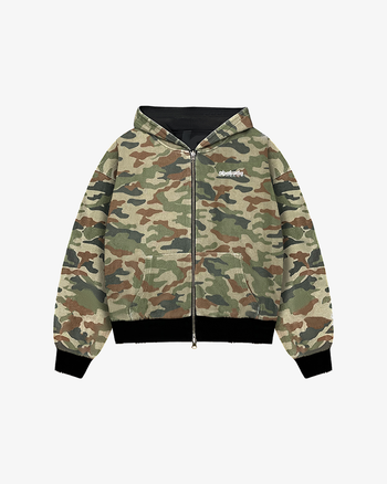 REVERSIBLE GRAFFITI CAMO ZIP-UP HOODIE (WASHED BLACK)