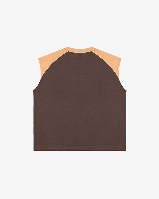SLEEVELESS RAGLAN TANK (BROWN)