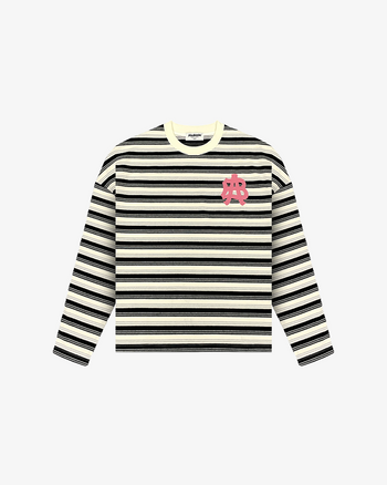 STRIPED LOGO LONGSLEEVE (WHITE)