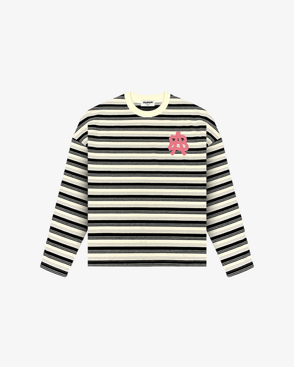 STRIPED LOGO LONGSLEEVE (WHITE)
