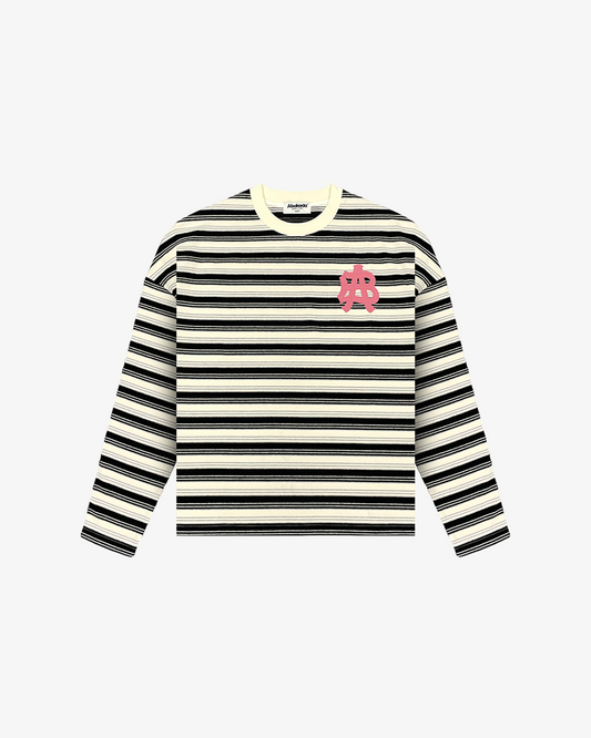 STRIPED LOGO LONGSLEEVE (WHITE)