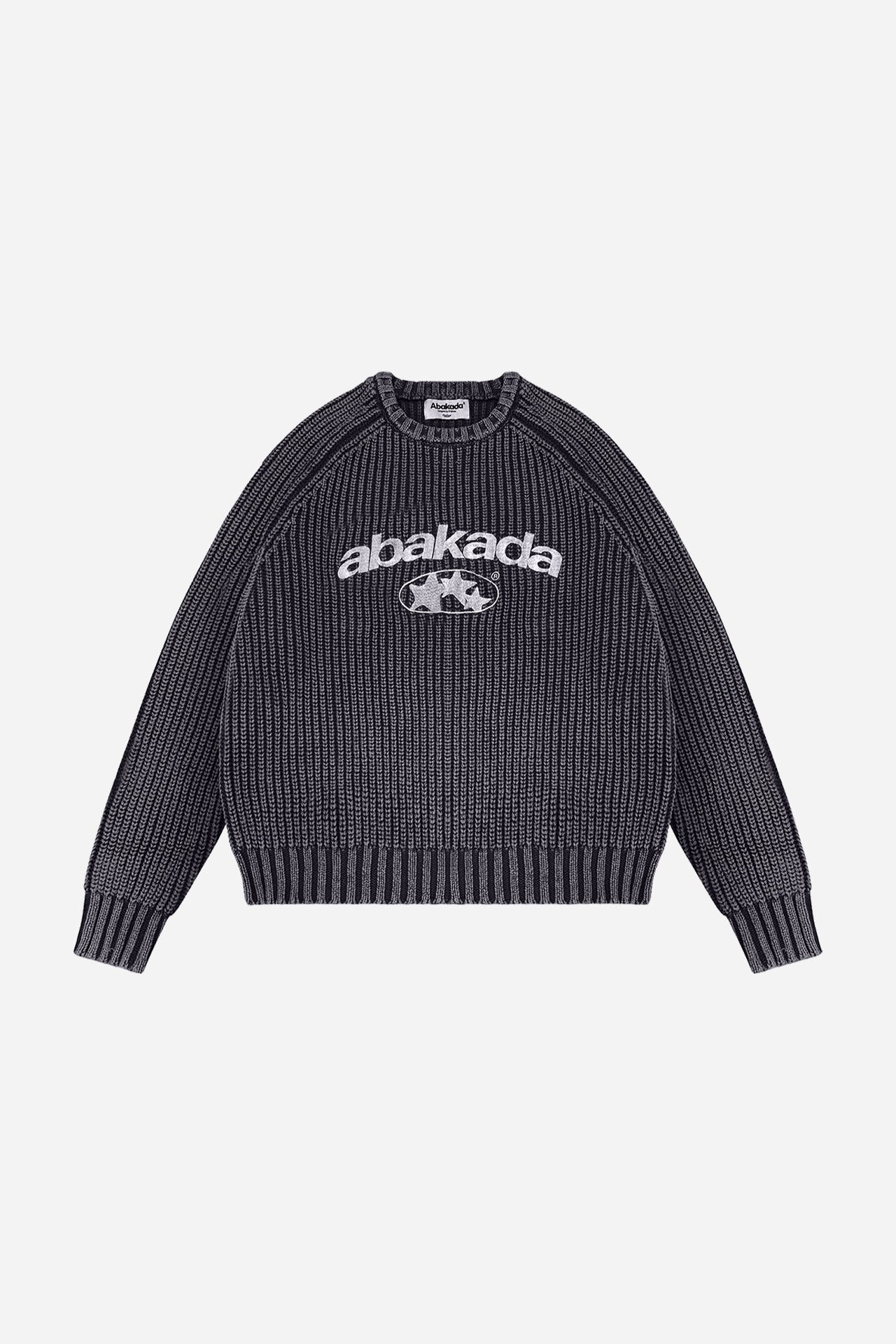 3 STAR FADED KNITTED SWEATER (WASHED GREY)