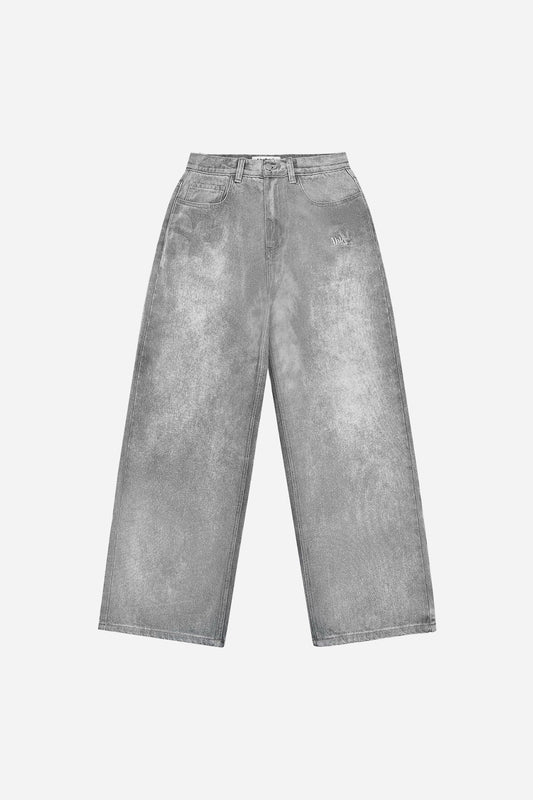 MUD WASHED LOOSE JEANS (GREY DENIM)