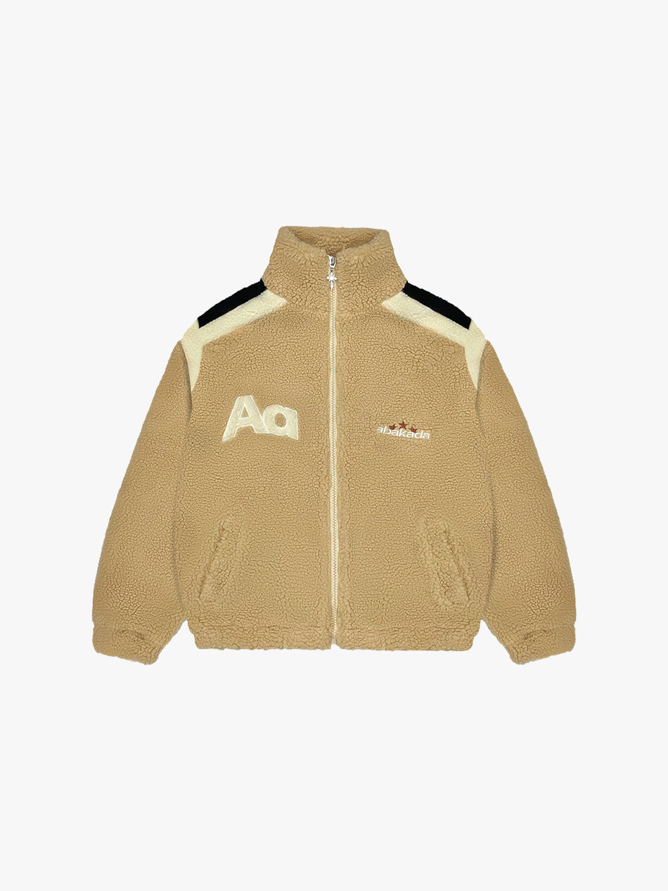 COLORBLOCK SHERPA FLEECE JACKET (TAN)