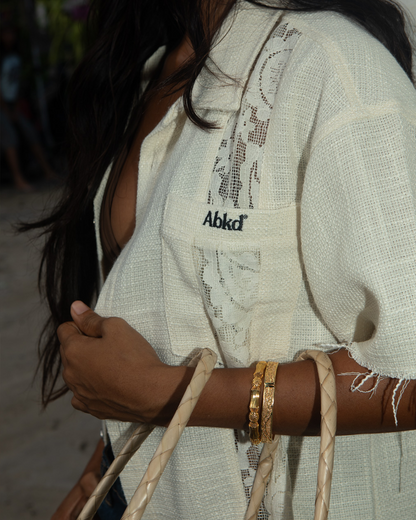 WOVEN BUTTON UP (CREAM)