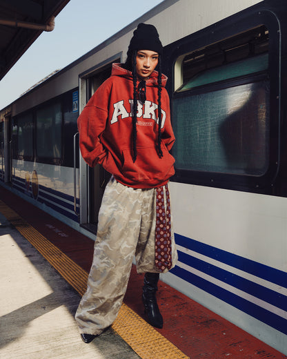 WEAVE STITCH HOODIE (CRIMSON)