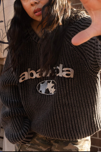 3 STAR FADED KNITTED SWEATER (WASHED DARK GREY)