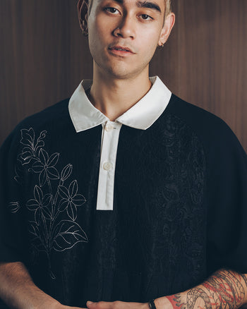 SAMPAGUITA LACED POLO (BLACK)