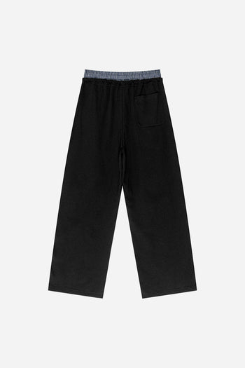 DOUBLE WAISTBAND LOOSE PANTS (BLACK)