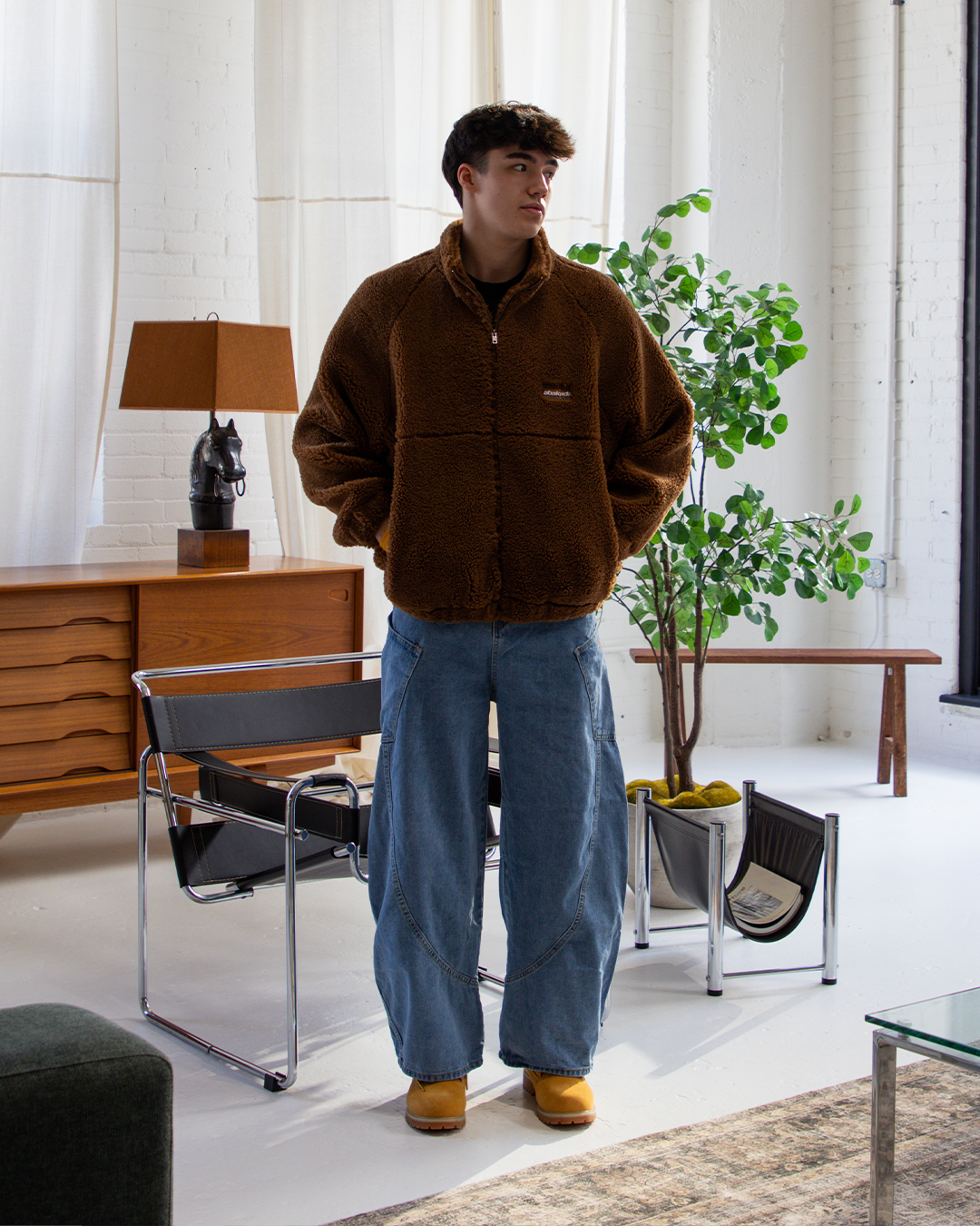 SHERPA FLEECE JACKET (BROWN)