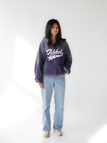 PLAID WASHED ZIP-UP (UBE)