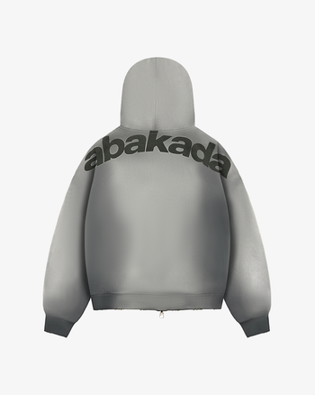 REVERSIBLE GRAFFITI CAMO ZIP-UP HOODIE (WASHED GREY)