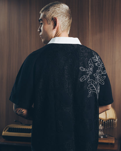 SAMPAGUITA LACED POLO (BLACK)