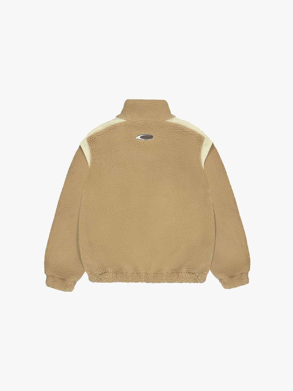 COLORBLOCK SHERPA FLEECE JACKET (TAN)