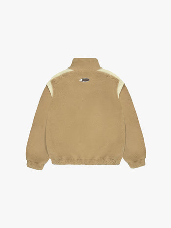 COLORBLOCK SHERPA FLEECE JACKET (TAN)