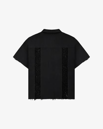 WOVEN BUTTON UP (BLACK)